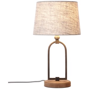Beige Tischleuchte Sora von Brilliant, Design-Tischlampe mit Textilschirm, Ø 25 cm.