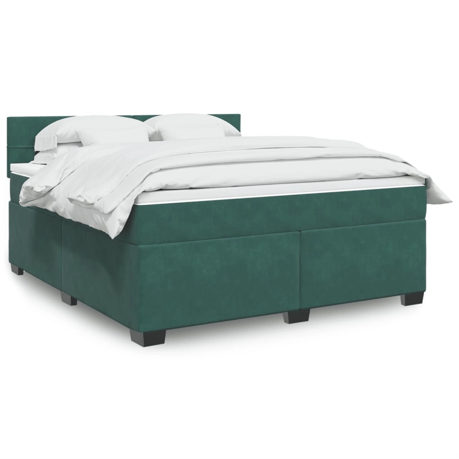 vidaXL Boxspringbett mit Matratze Dunkelgrün 180x200 cm Samt 3288681 günstig online kaufen