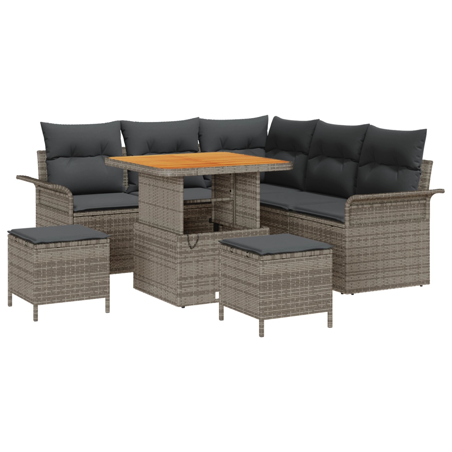 vidaXL Garten-Sofa-Set Höhenverstellbar 8-Tlg Grau Poly Rattan 3362133 günstig online kaufen