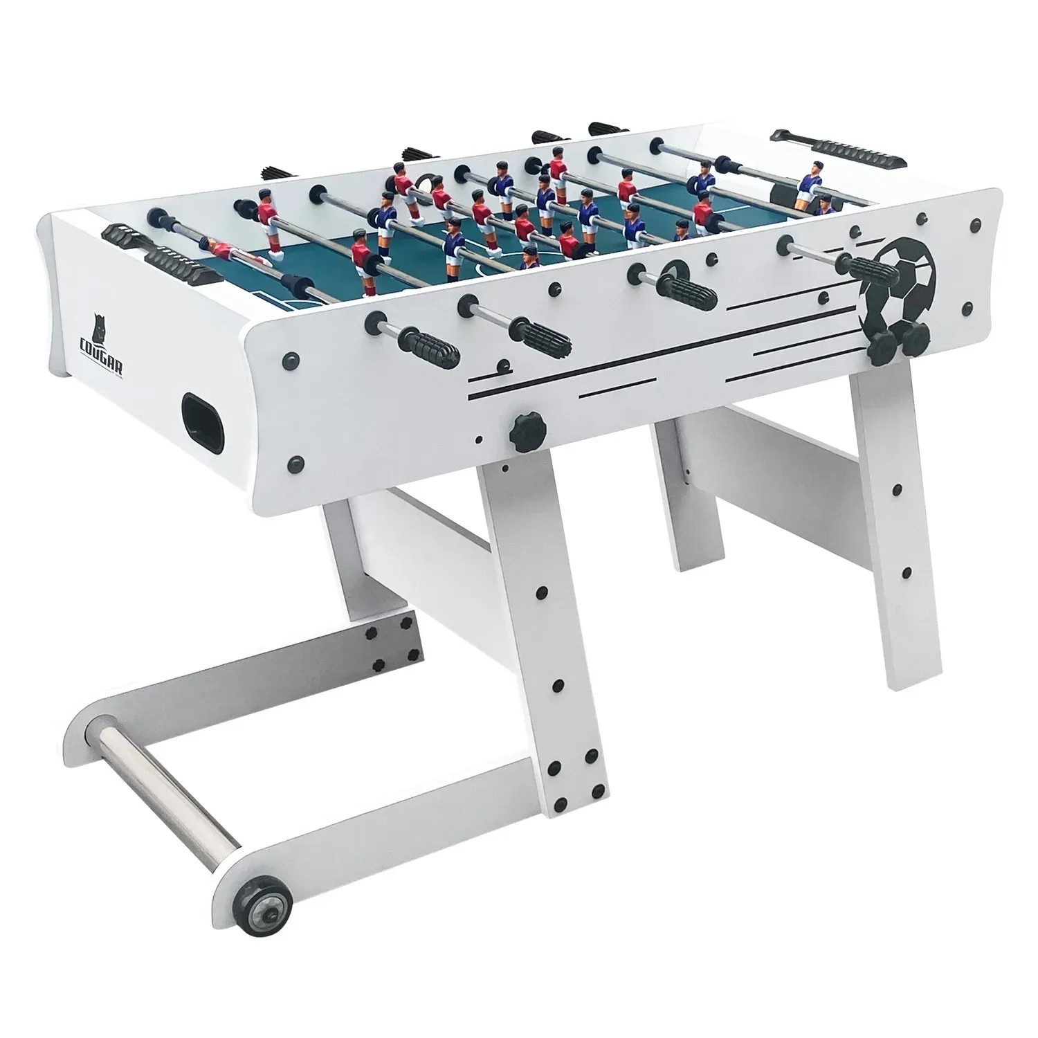 Weißer, faltbarer Cougar Tischkicker Scorpion Kick TS für Spiel & Spaß.
