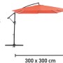 Ampelschirm Alvarado, 300x300 cm, Terracotta, mit Kurbel und Maßen.
