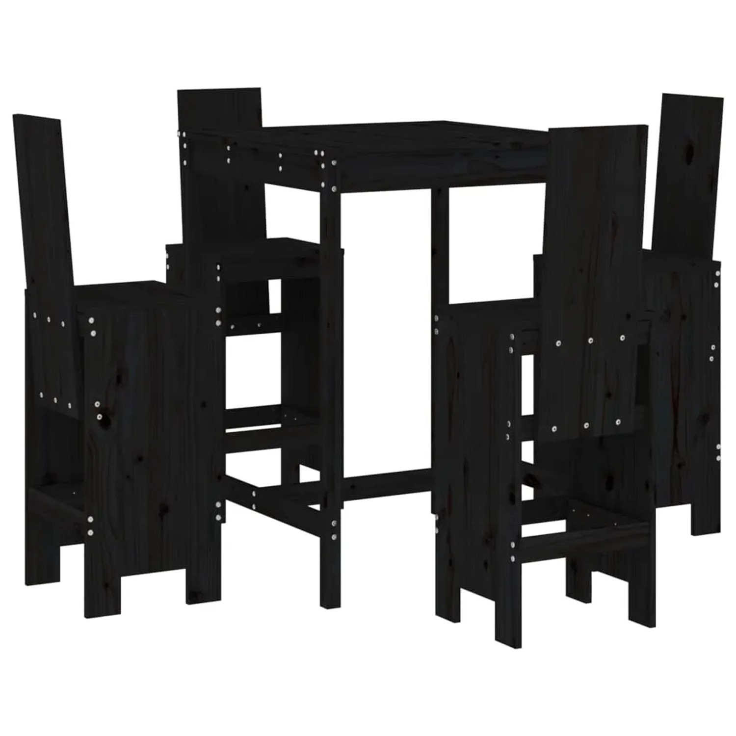vidaXL 5-tlg Gartenbar-Set Schwarz Massivholz Kiefer Modell 1 günstig online kaufen