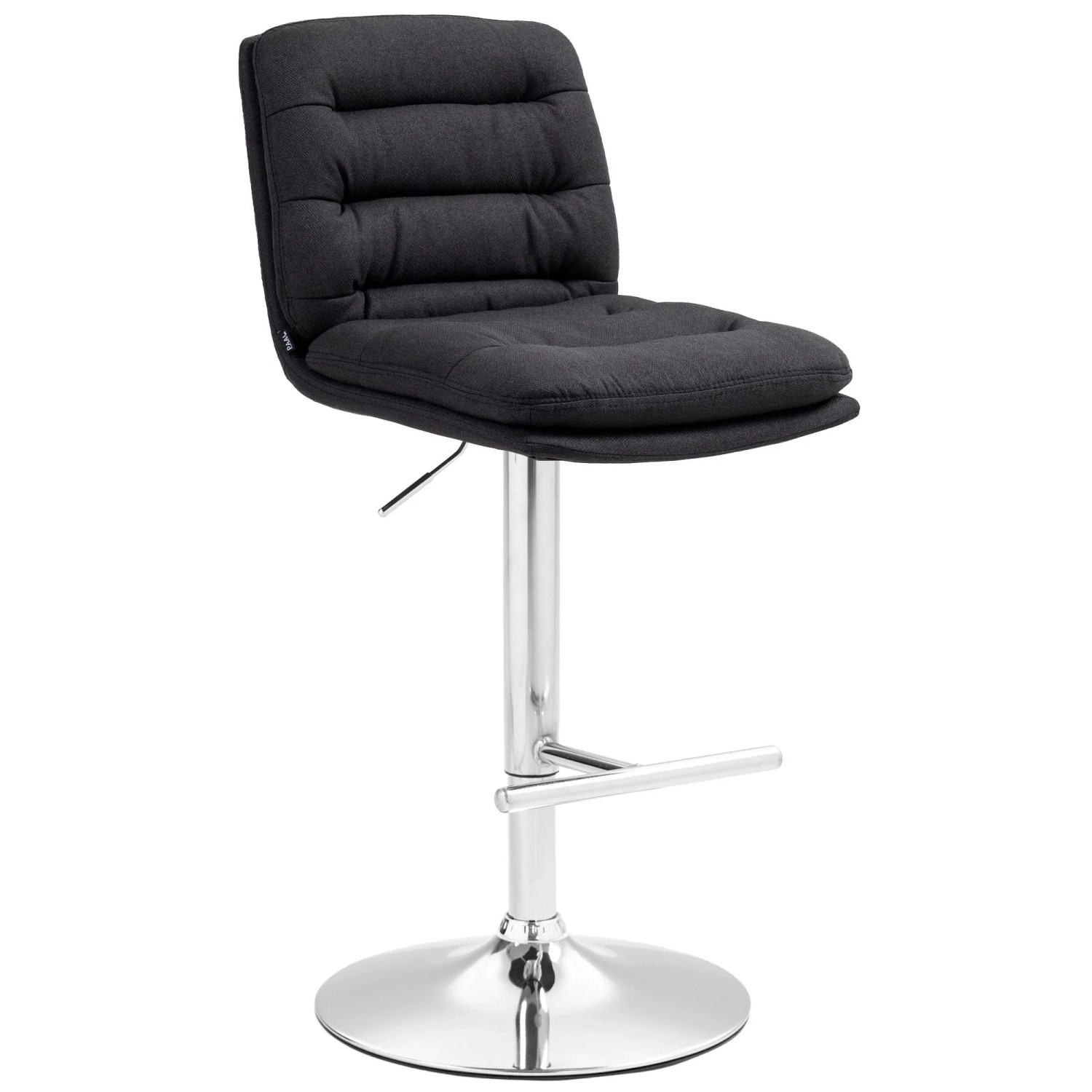 DELUKE Barhocker TURIN Schwarz Stoff Chrom Barstuhl Mit Lehne Tresenhocker Tresenstuhl