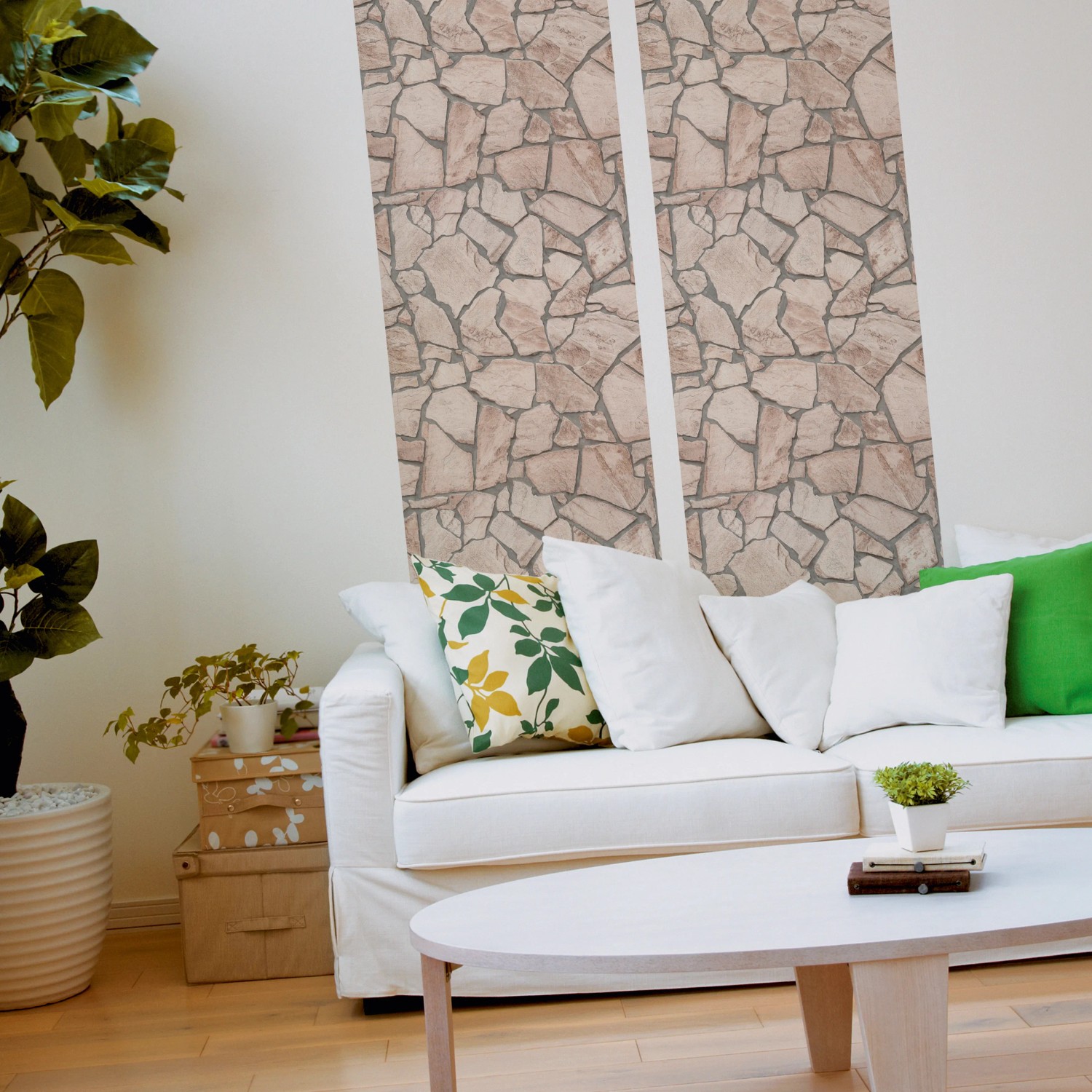 A.S. Creation Pop.up-Panel Bruchstein als Wanddeko im Wohnzimmer.