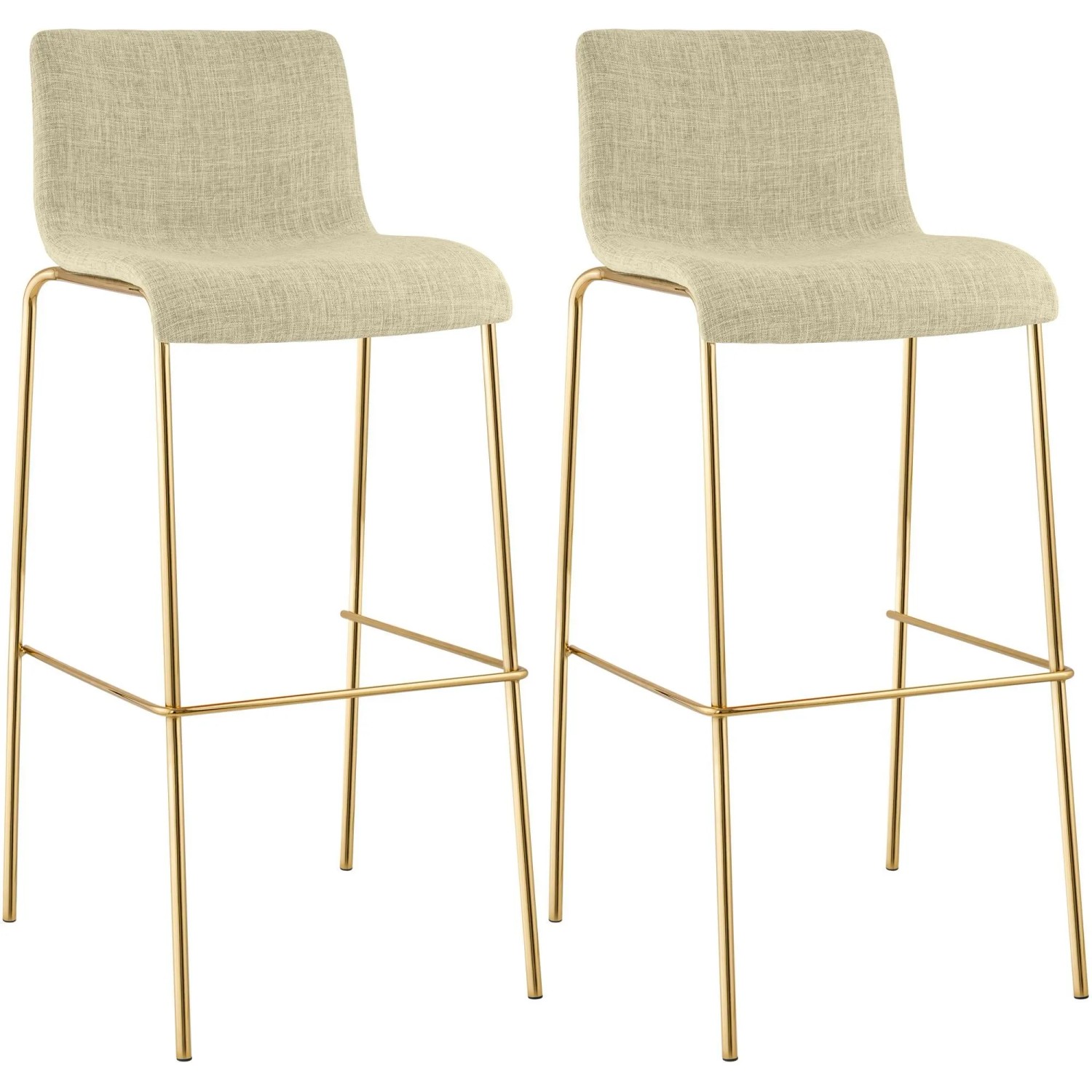 CLP 2er Set Barhocker Hover Stoff Vierfußgestell Gold Creme
