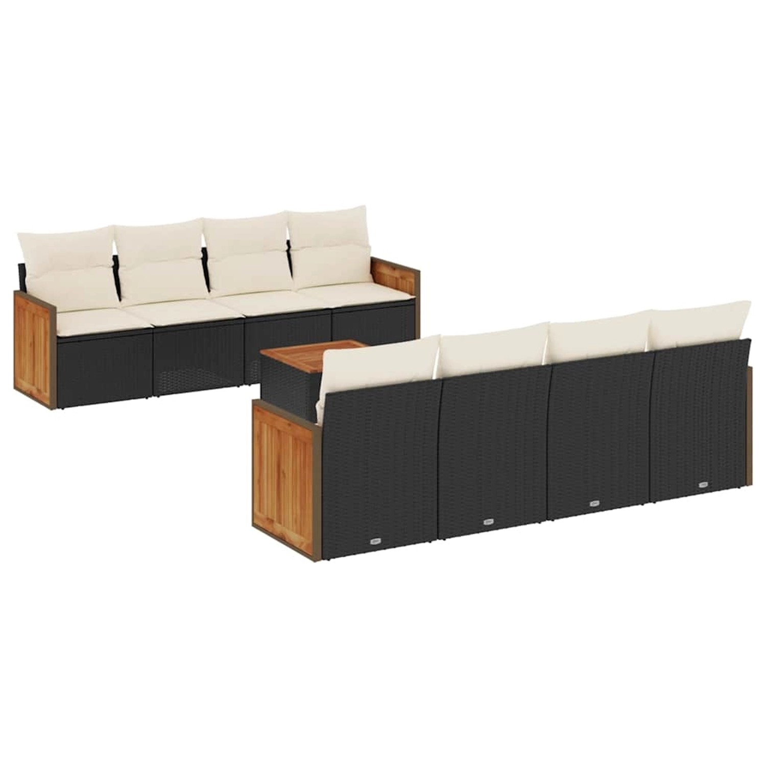 vidaXL 9-Tlg Garten-Sofagarnitur mit Kissen Schwarz Poly Rattan 3259900 günstig online kaufen