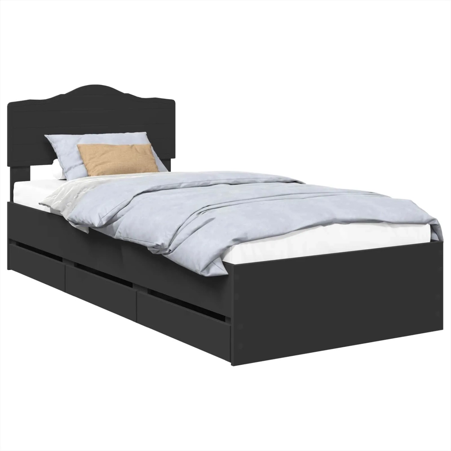 vidaXL Bettrahmen mit Schubladen Schwarz 90 x 200 cm Ingenieurs Holz 341304 günstig online kaufen