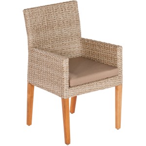 Merxx Gartensessel Ranzano 2er-Set, Rattansessel mit Akazienholzbeinen und Sitzkissen.