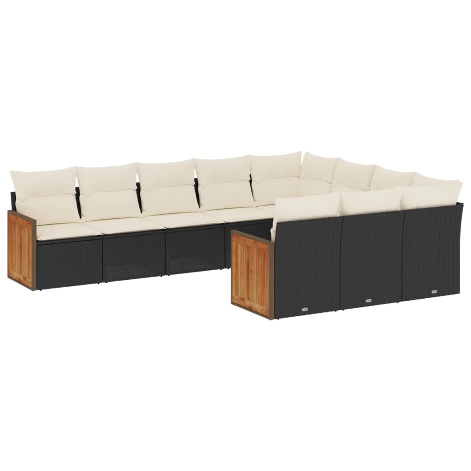 vidaXL 10-Tlg Garten-Sofagarnitur mit Kissen Schwarz Poly Rattan 3228016 günstig online kaufen