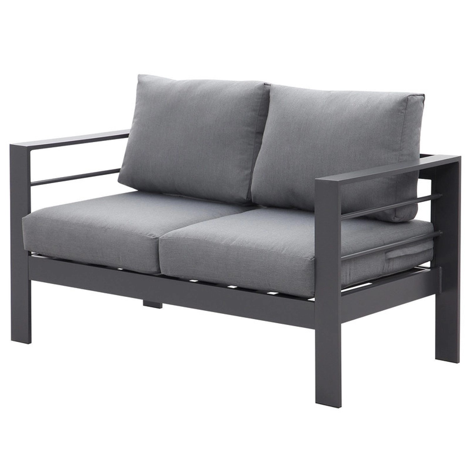 MeXo Gartensofa für Balkon 2 Sitzer Aluminium Outdoor Wetterfest Grau