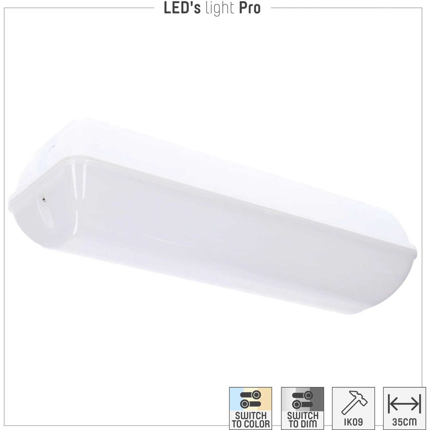 Weiße LED-Feuchtraumleuchte Strip, 30 cm, 11 W, dimmbar und Farbtemperatur einstellbar.
