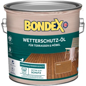 Bondex Wetterschutz-Öl Braun 2,5l für Holz im Außenbereich. Wetterfestes Öl für Terrassen und Gartenmöbel.