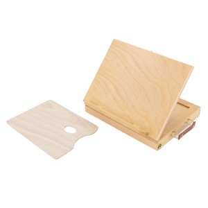Holz Tischstaffelei mit Schublade und Palette für Bastelfarben.