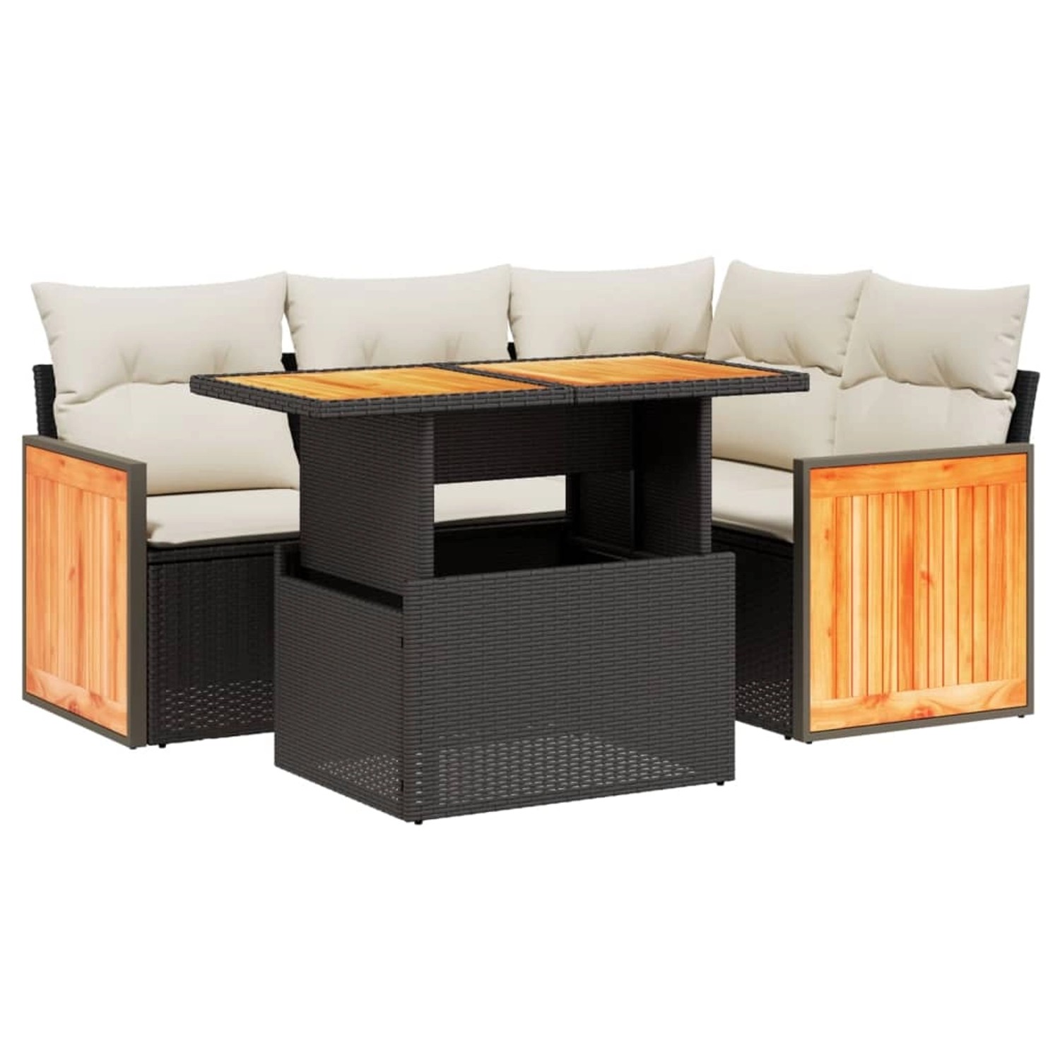 vidaXL 5-Tlg Garten-Sofagarnitur mit Kissen Schwarz Poly Rattan 3273940 günstig online kaufen