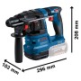 Bosch Akku-Bohrhammer GBH 18V-22 mit Maßen, Teil des Professional Combi-Kit, Akkugerät.