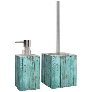 Sanilo Bad Set Lumber: Seifenspender und WC-Bürste im Holzdesign für Ihr Badezimmer.