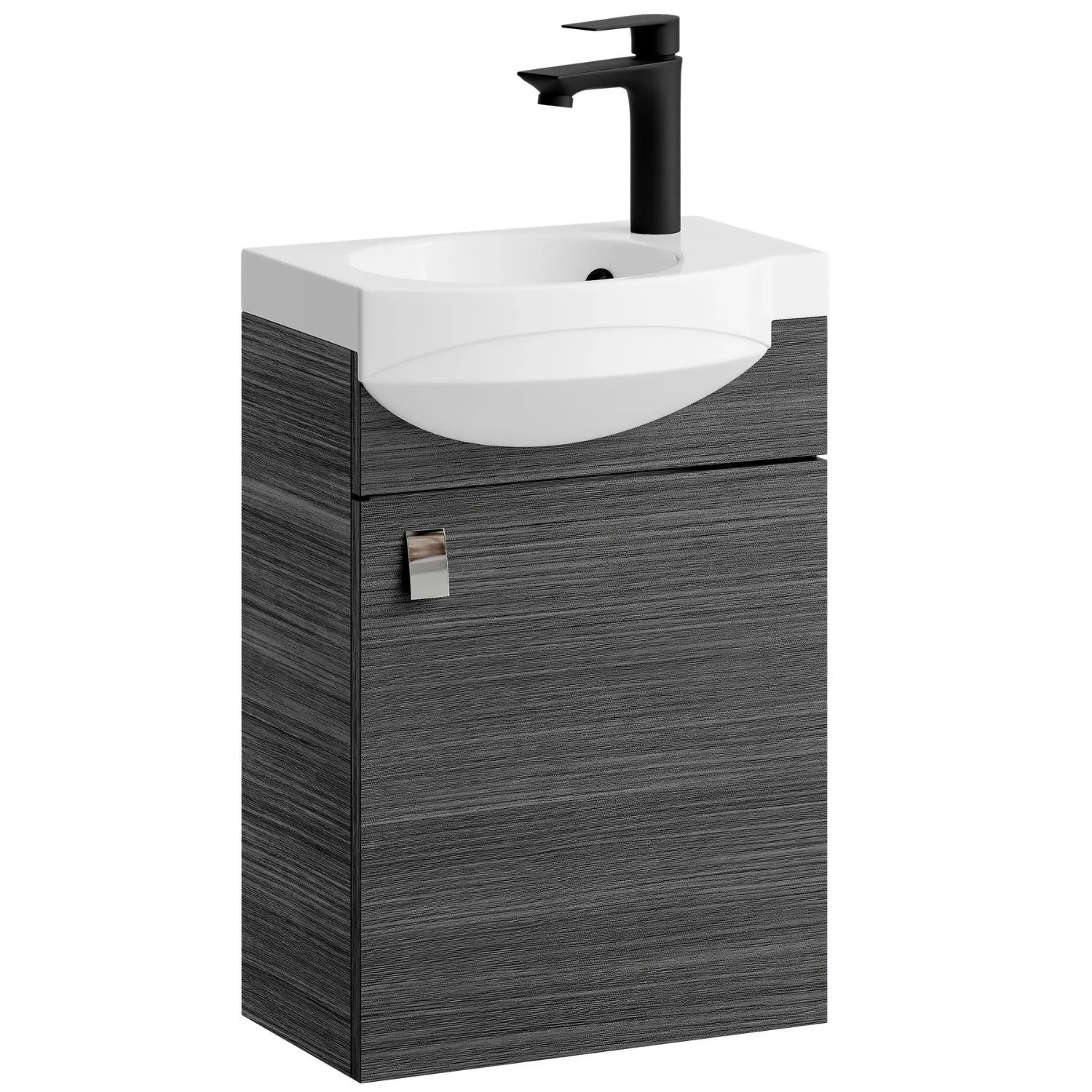Planetmöbel Waschtischunterschrank 40 cm Anthrazit mit Keramikwaschbecken Soft Close