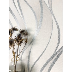 Newroom Vliestapete Faria Silver Wellen Streifen FSC®