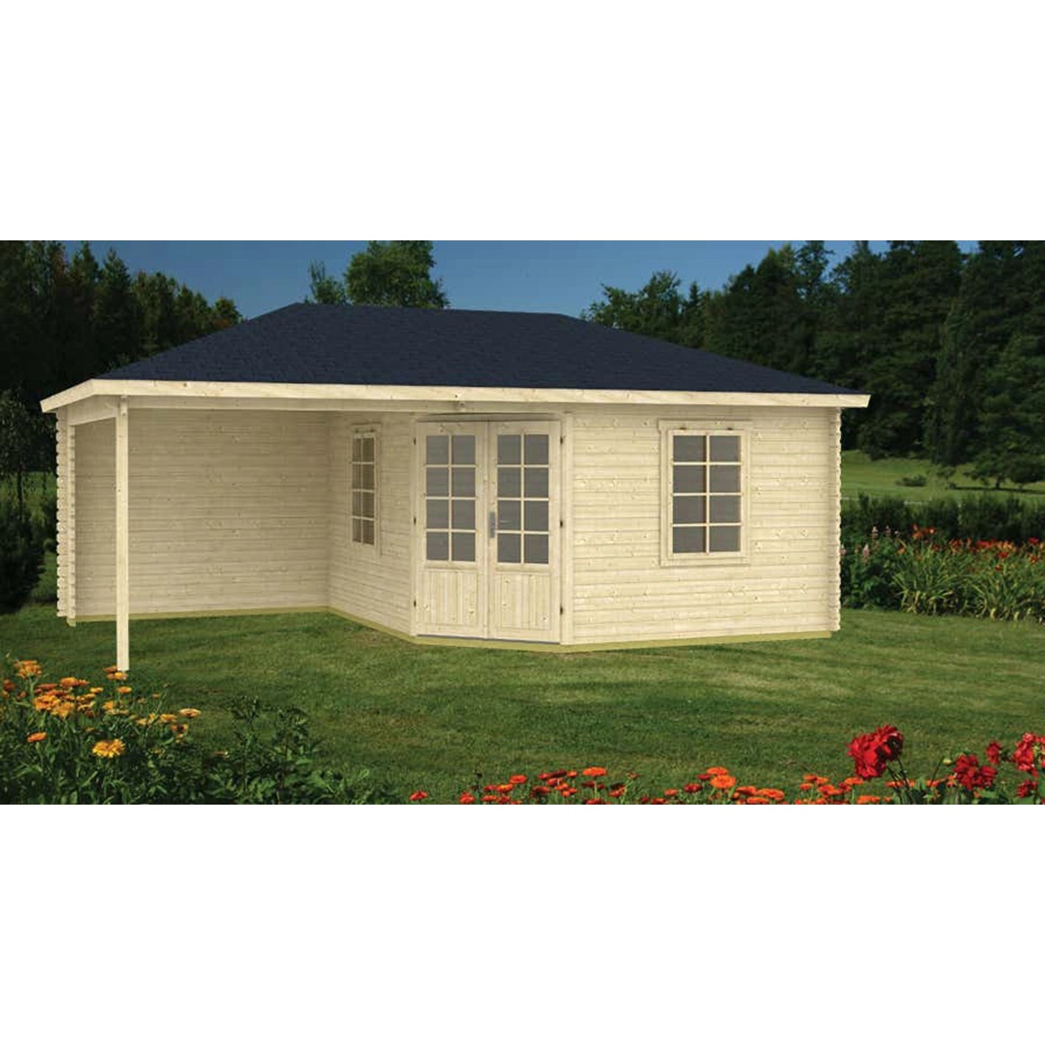 Tene Kaubandus Gartenhaus/Gerätehaus Sicilia Walmdach 696 cm x 420 cm Natur