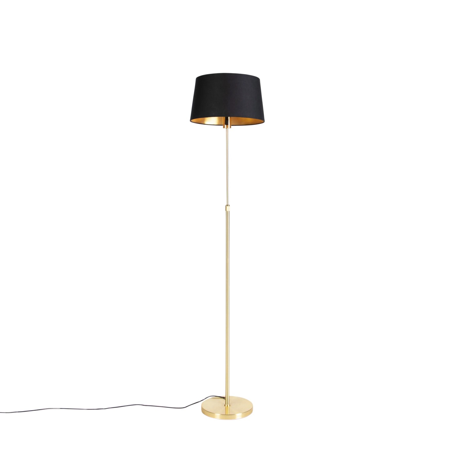 QAZQA Stehlampe Gold   Messing mit Schwarzem Schirm 35 cm Verstellbar Parte
