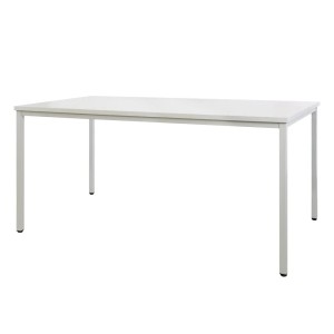 Rechteckiger, hellgrauer PROREGAL Bürotisch (160x80 cm) mit Stahlgestell.
