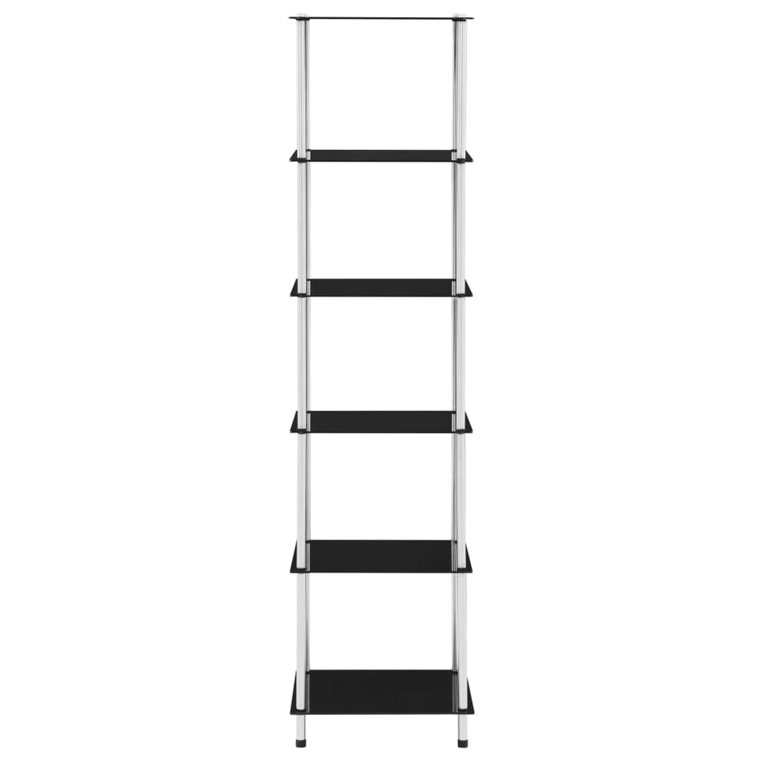 vidaXL Bücherregal Regal mit 6 Ablagen Schwarz 40x40x160 cm Hartglas günstig online kaufen