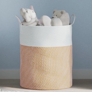 vidaXL Aufbewahrungskorb Braun und Weiß Ø38x46 cm Baumwolle 358484
