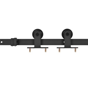 vidaXL Schiebetürbeschlag-Set SKIEN, 200 cm, Stahl, Schwarz. Türdichtung für Schiebetüren.