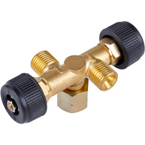 Rothenberger Doppel-Abzweigventil aus Messing mit zwei Reglern für Lötgeräte Zubehör.