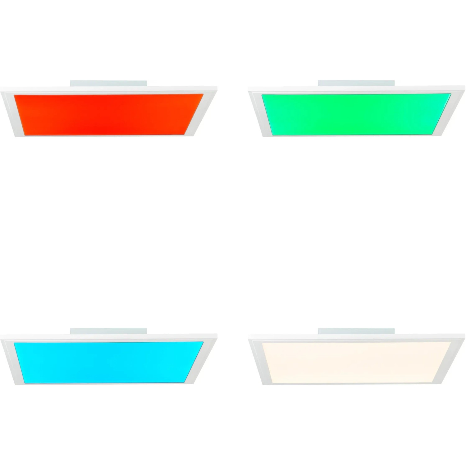 Brilliant LED Panel Abie, 40x40 cm, mit RGB und Weißlicht, verschiedene Farben im Überblick.