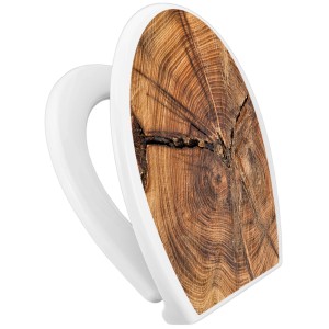 Banjado Familien WC-Sitz mit Absenkautomatik, Motiv Jahresringe. Klodeckel mit integriertem Kindersitz.
