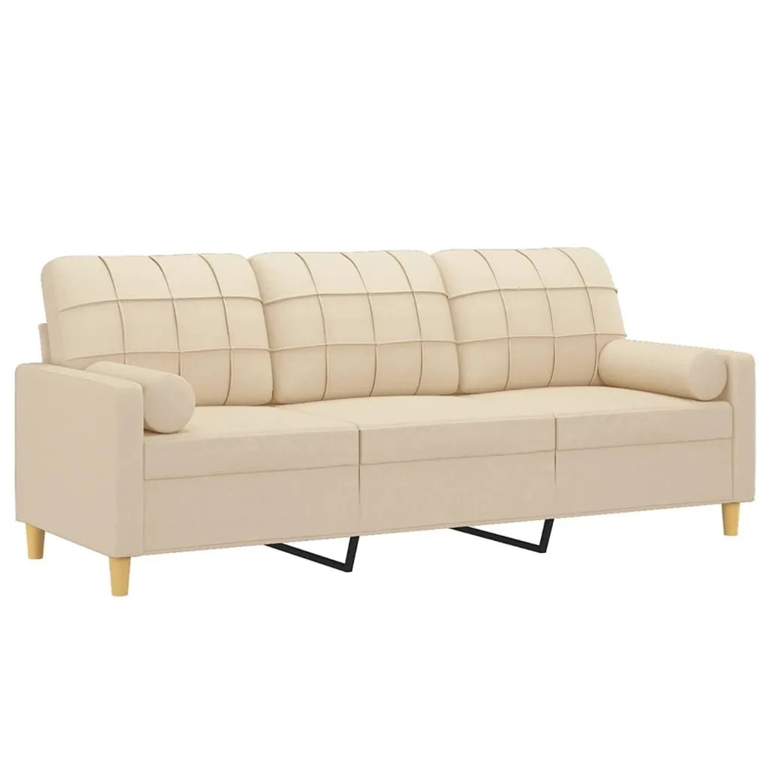 vidaXL 3-Sitzer-Sofa mit Zierkissen Creme 180 cm Stoff 3200792 günstig online kaufen