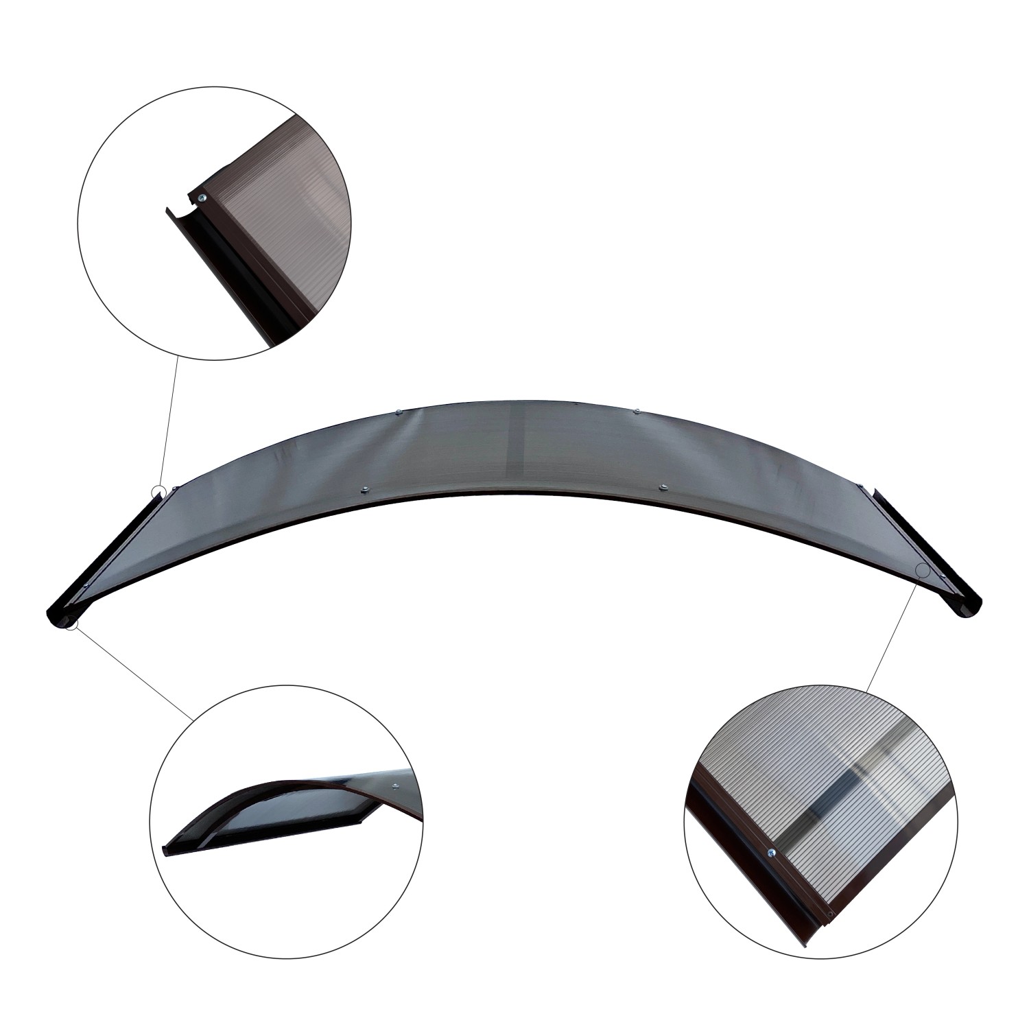 STARKEDACH RODEO Aluminiumrahmen Vordach R-150 RAL 8017 Gewölbt Mit Polycarbonatbeschichtung_3