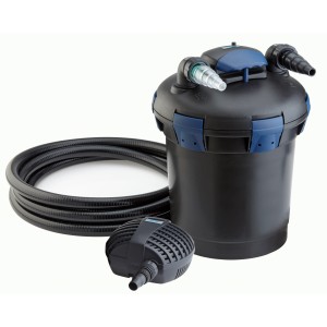 Oase BioPress Set 6000: Druckfilter mit UVC, Pumpe und Schlauch für Teiche bis 6000 Liter.