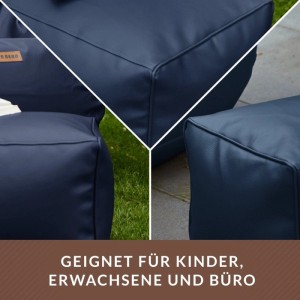 Green Bean Sitzhocker Cube Max 70 x 33 x 28 cm Leder mit EPS-Perlen-Füllung Dunkelblau