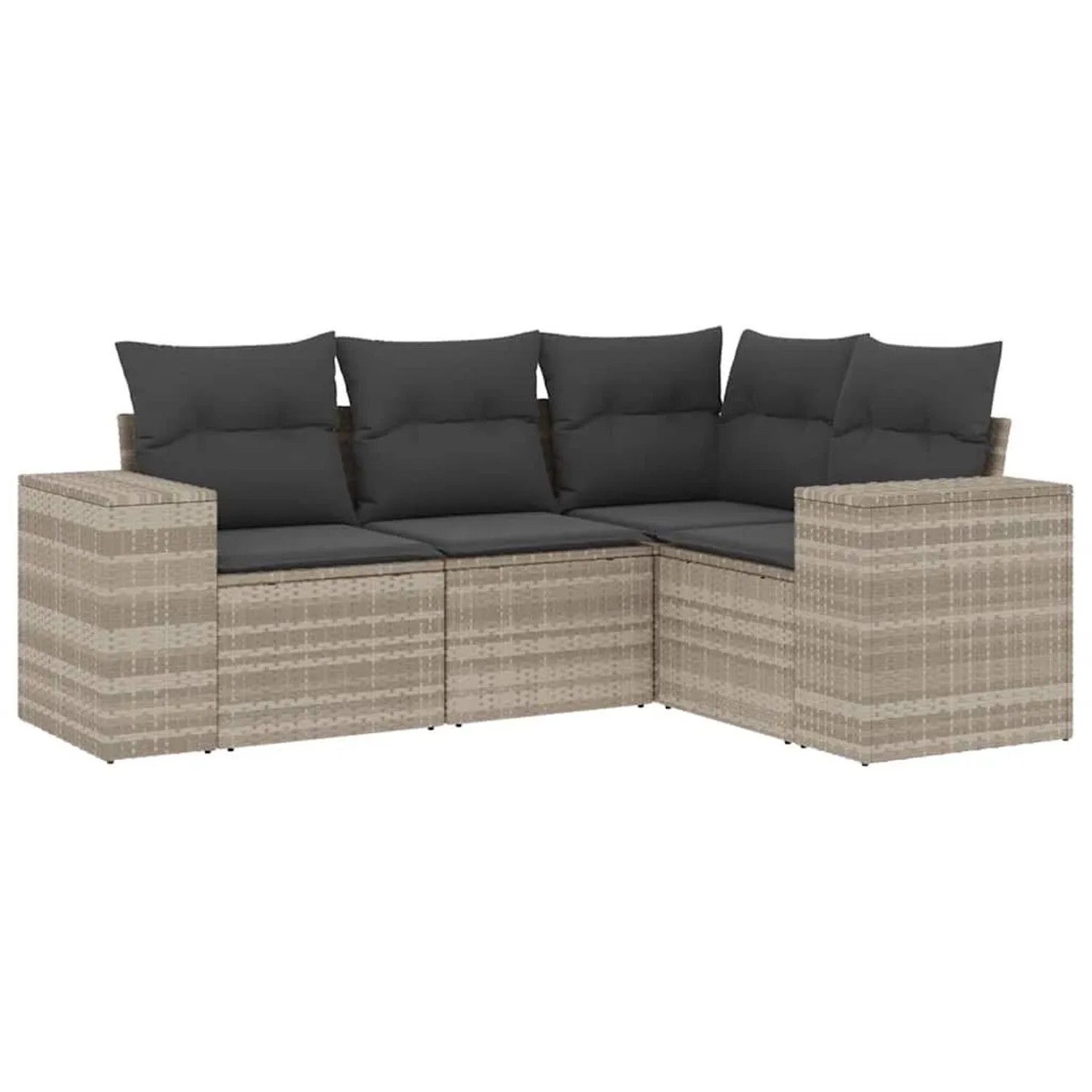 vidaXL 4-Tlg Garten-Sofagarnitur mit Kissen Hellgrau Poly Rattan 3222511 günstig online kaufen