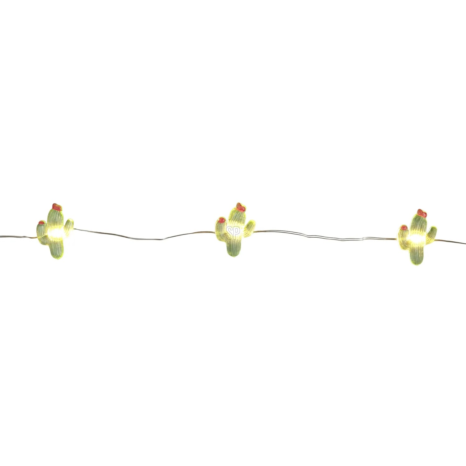 LED-Lichterkette mit 3D-Kaktus-Dekorationen für Innen, warmweiß.