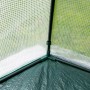 Detailaufnahme: Westmann Überwinterungszelt Avocado, Stahlrahmen, Folie, Erdanker. Gewächshaus für Pflanzen.