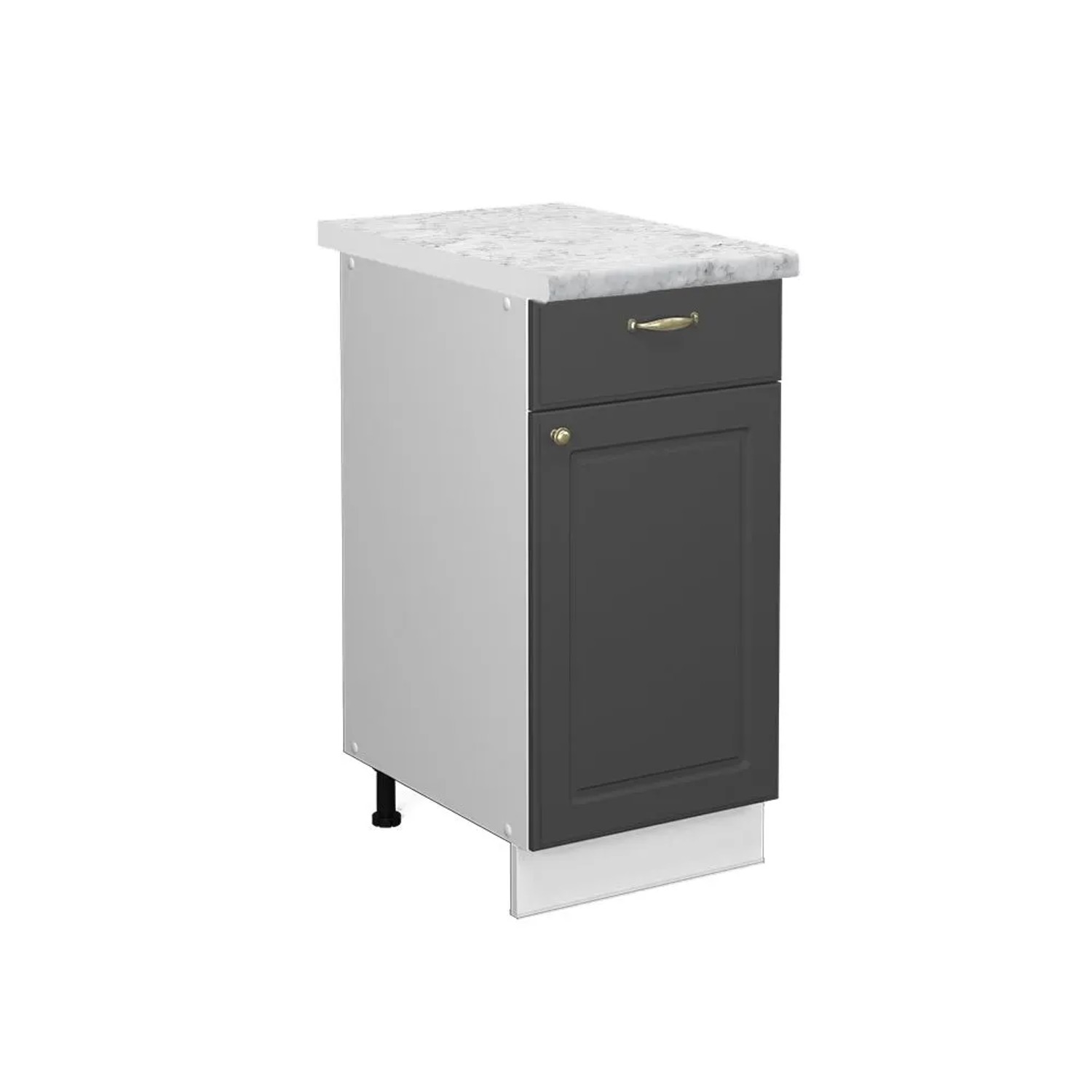 Vicco Küchenunterschrank Fame-Line Anthrazit-Gold Weiß 40 cm AP Marmor