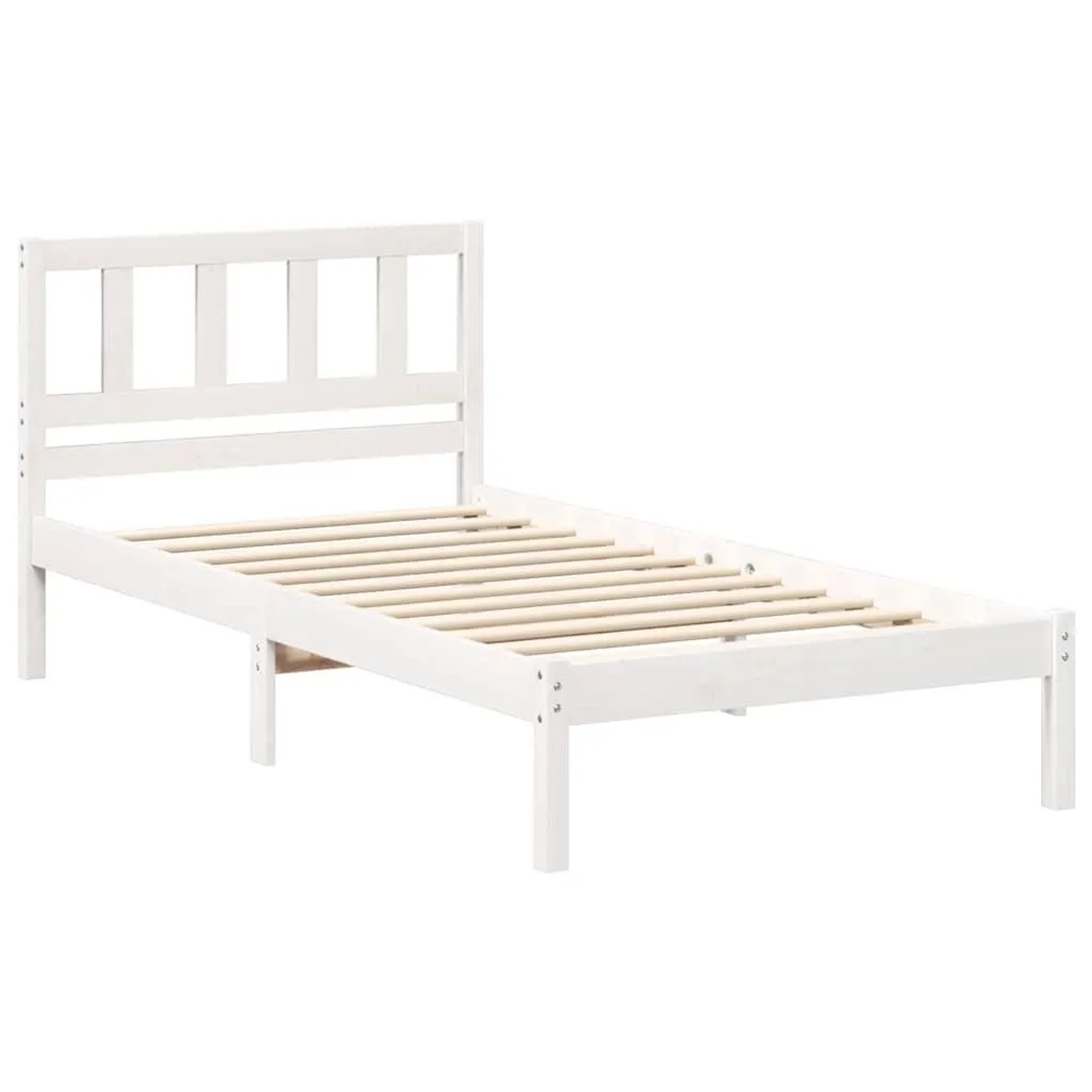 vidaXL Bettrahmen mit Kopfteil Weiß 90 x 200 cm Massives Kiefernholz 872249