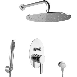 PaulGurkes Unterputz Regendusche Komplettset mit Kopf-, Handbrause und Armatur, verchromt.