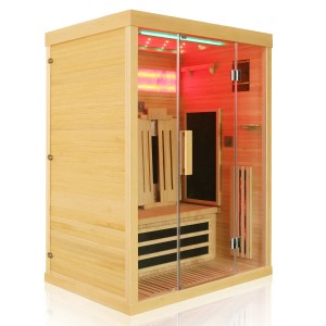Dewello Infrarotkabine Saltcoats für 2 Personen mit Vollspektrum- und Karbonstrahler, Salzsteine.