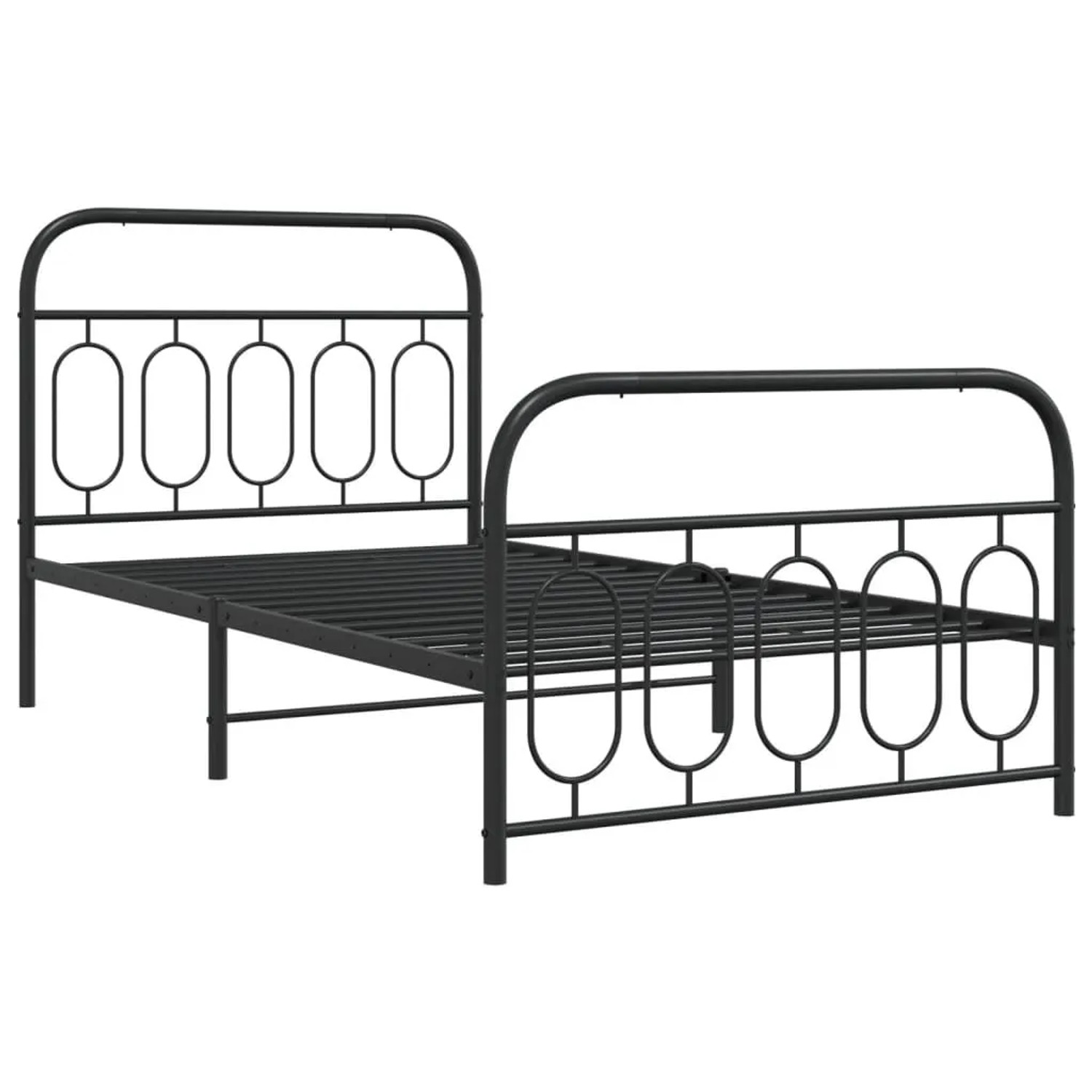 vidaXL Bettgestell mit Kopf- und Fußteil Metall Schwarz 107x203 cm 377131 günstig online kaufen