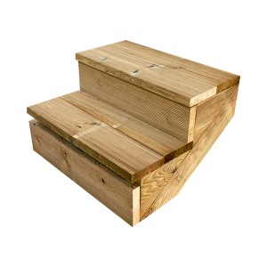 Vinuovo Terrassentreppe aus Holz, 2 Stufen, 60cm breit, mit Setzstufen.