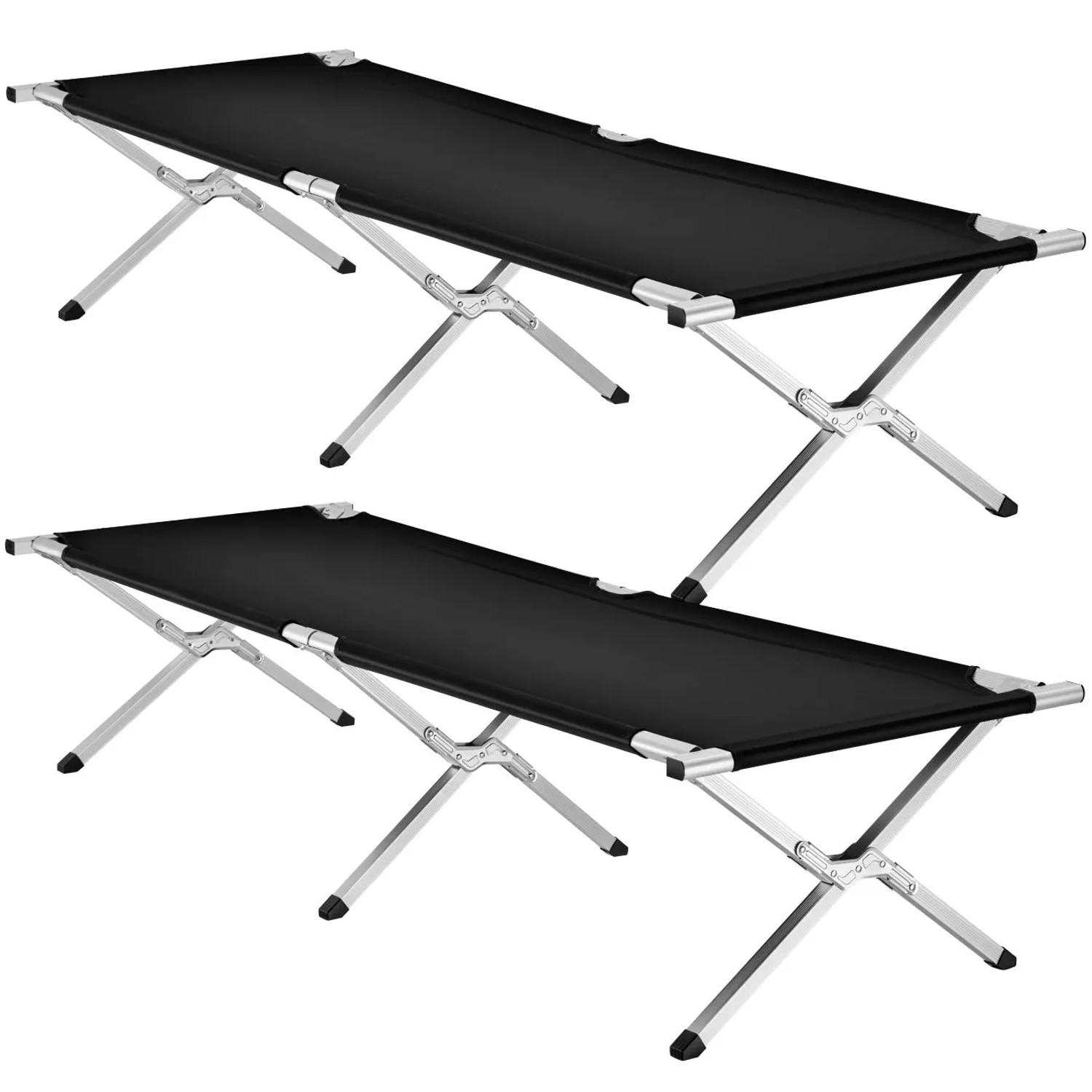 Tectake 2Er Set Feldbett  Mit Aluminiumgestell Klappbar  190 x 70 x 45 cm Schwarz