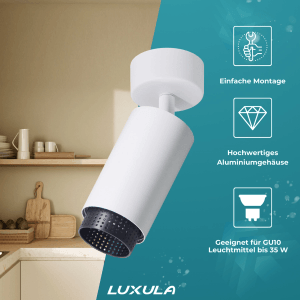 LUXULA LED Aufbauspot GU10 Schwenkbar Design Deckenspot Deckenstrahler Akzentbeleuchtung Kontrast-Innenring Weiß Schwarz