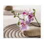Banjado Glas Herdabdeckplatte mit Zen Relax Motiv: Orchidee, Stein und Sandgarten.