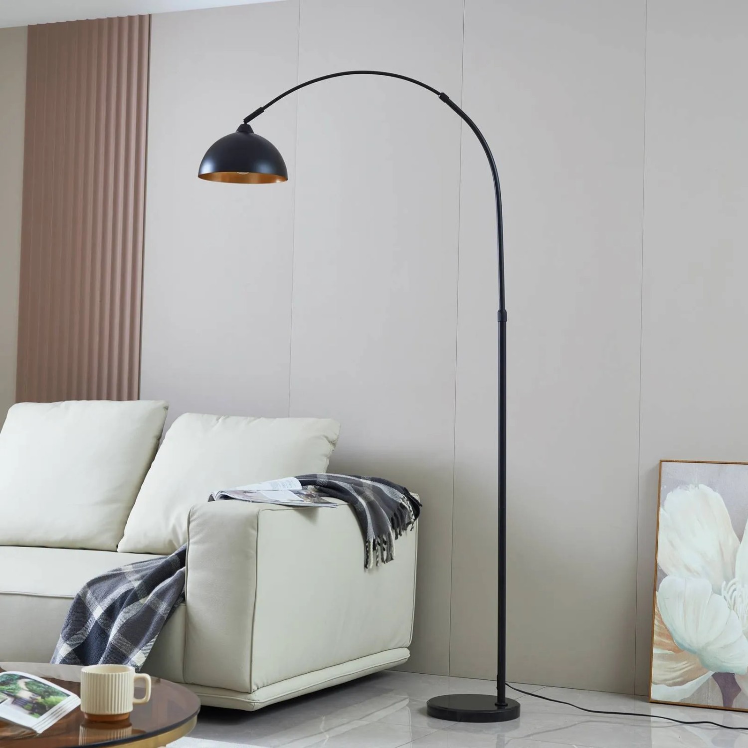 Lindby Stehlampe Bogenleuchte Tonka 10030606 Modern in Schwarz aus Metall 1-flammig E27 Wohnzimmerleuchte_4