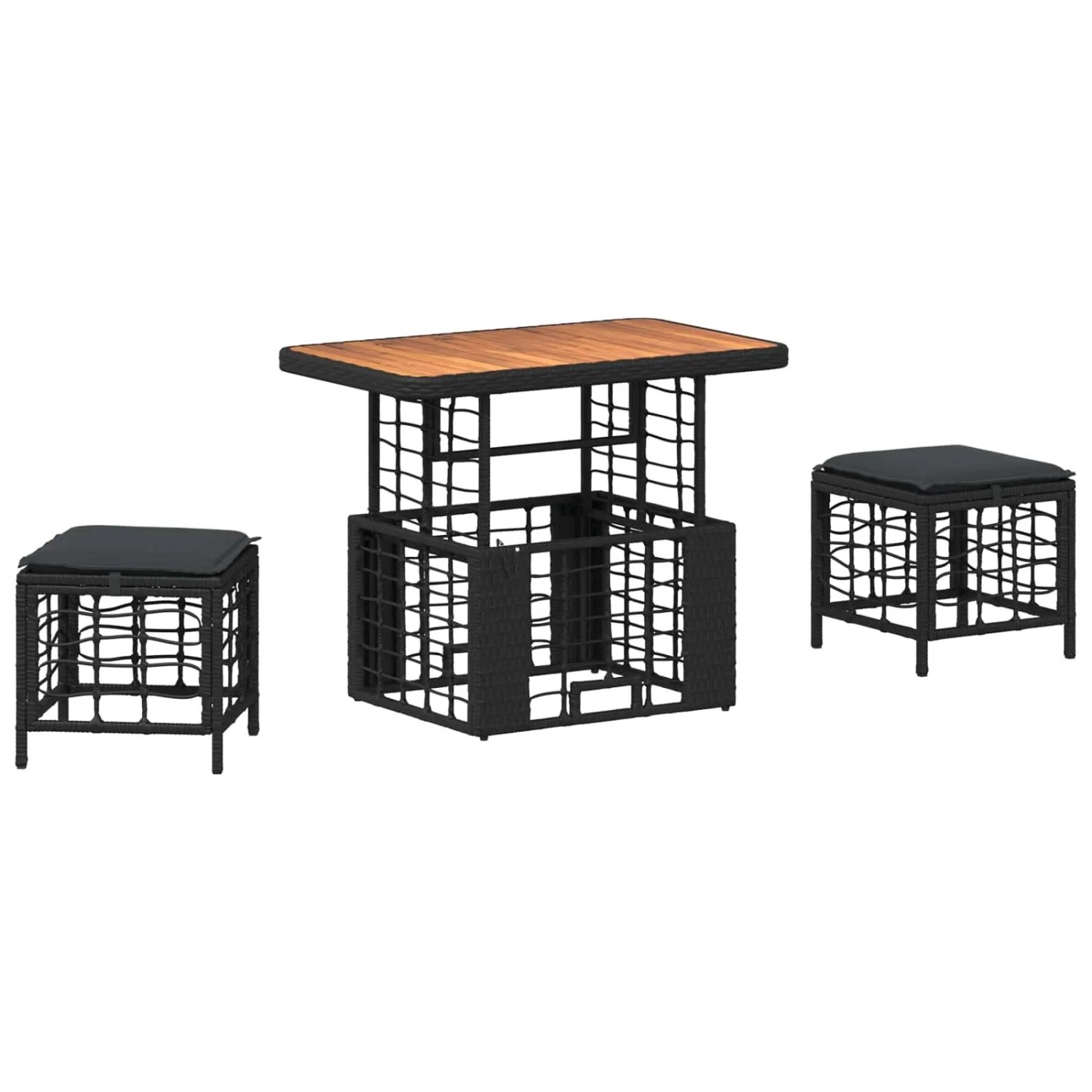 vidaXL Garten Essgruppe mit Kissen 3 Stk Schwarz und Grau 42026760