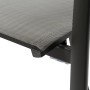 Detailaufnahme: Anthrazitfarbener Siena Garden Stapelsessel Velia mit Ranotex-Gewebe und Aluminiumgestell.